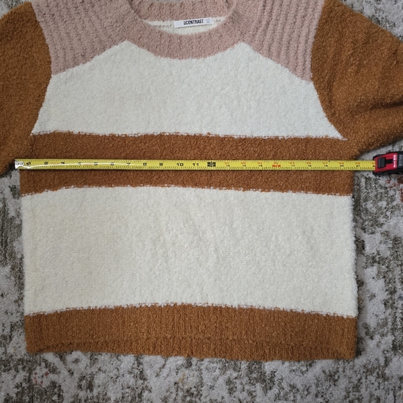 Anthropologie Self Contrast Rose Pink, White,Brown Striped Sweater-NWOT Size XS - Picture 9 of 15